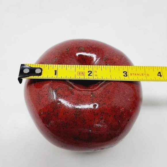 26. Vintage Apple Shape Pottery Ceramic Cottage Country Paperweight Decor - Picture 5 of 6